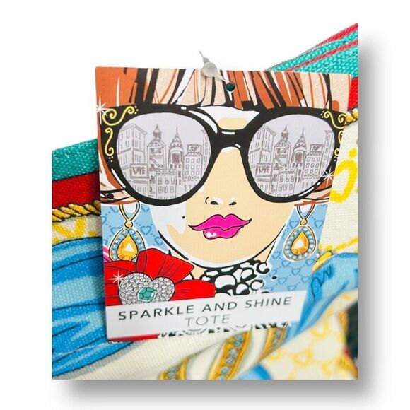 Brighton Tom Clancy Sparkle and Shine Canvas Tote Bag NWT Colorful Chic Shopper - Picture 9 of 12